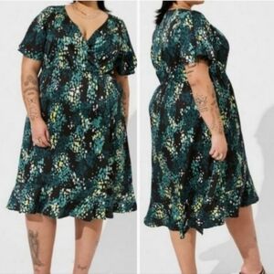 torrid Teal Floral Wrap Midi Dress